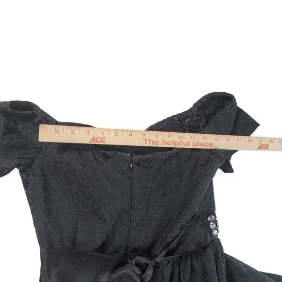 Trixxi Fit and Flare Mini Cocktail Dress Womens Junior Sz M Black Floral Gems - Picture 12 of 16